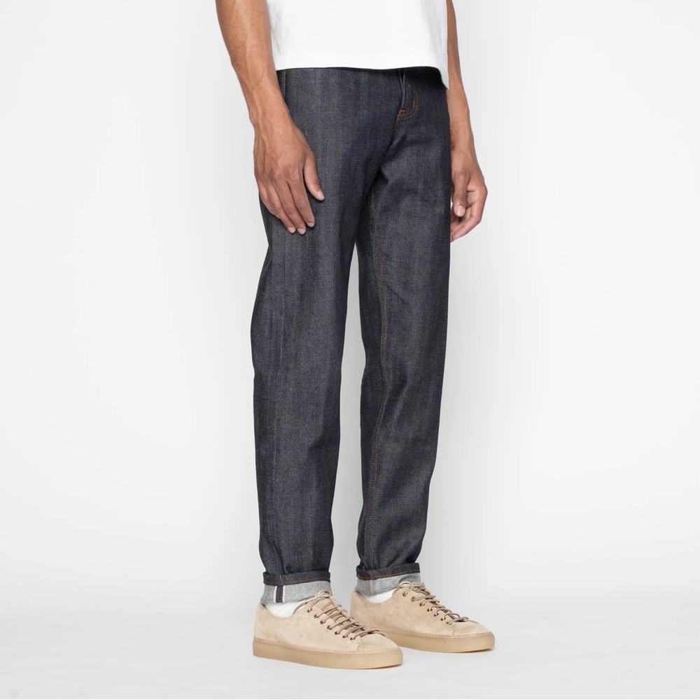 Naked & Famous Easy Guy stretch selvage button fly jeans